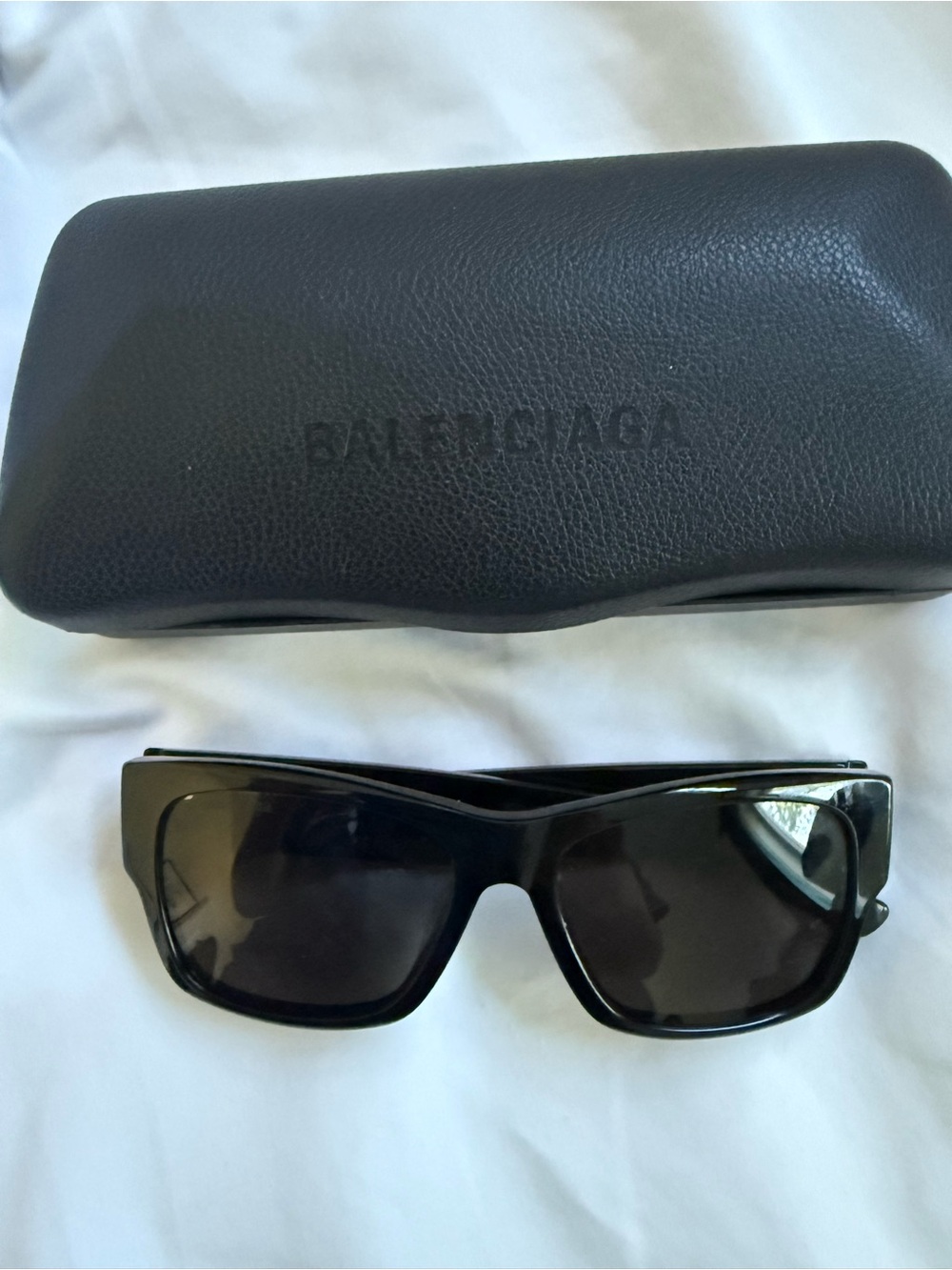 Balenciaga Black Oversized Rectangular Sunglasses